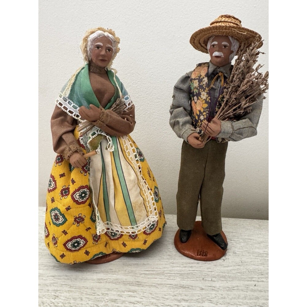 VTG Rare Santons ISIS Provence French Terracotta Figures-Lavender Harvest 11”